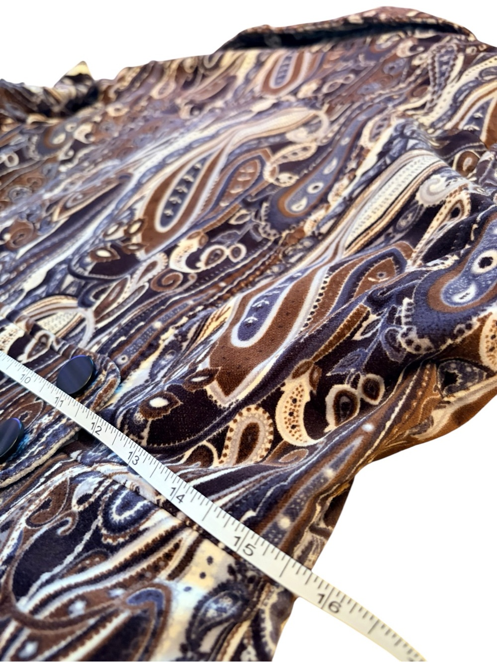 Paisley-Print Long Sleeve Fit-and-Flare Dress - Brown/White - Picture 10 of 12